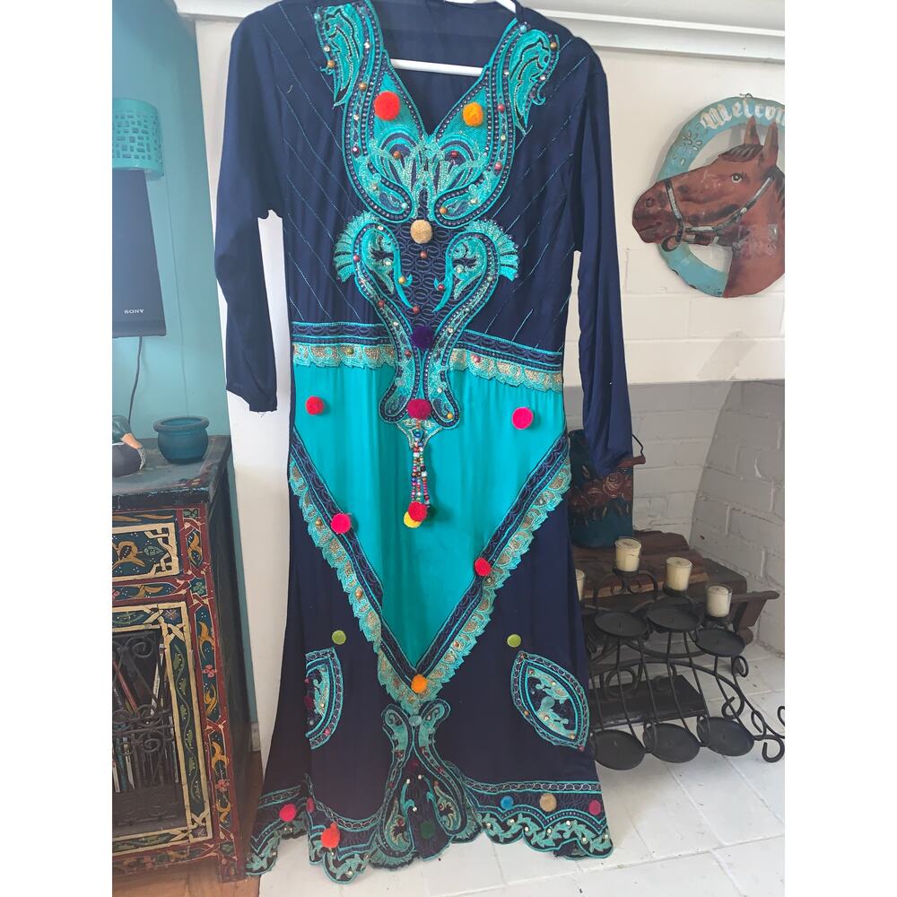 VINTAGE BOHO HIPPIE AFGHAN DRESS KAFTAN CAFTAN